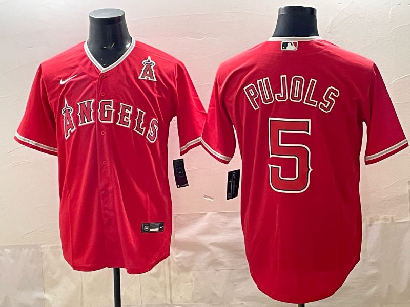 2026 Men Nike Los Angeles Angels #5 Pujols Red Game MLB Jersey 06->->